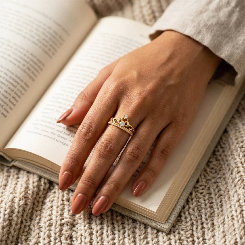 Shahi Crown CZ adjustable Ring