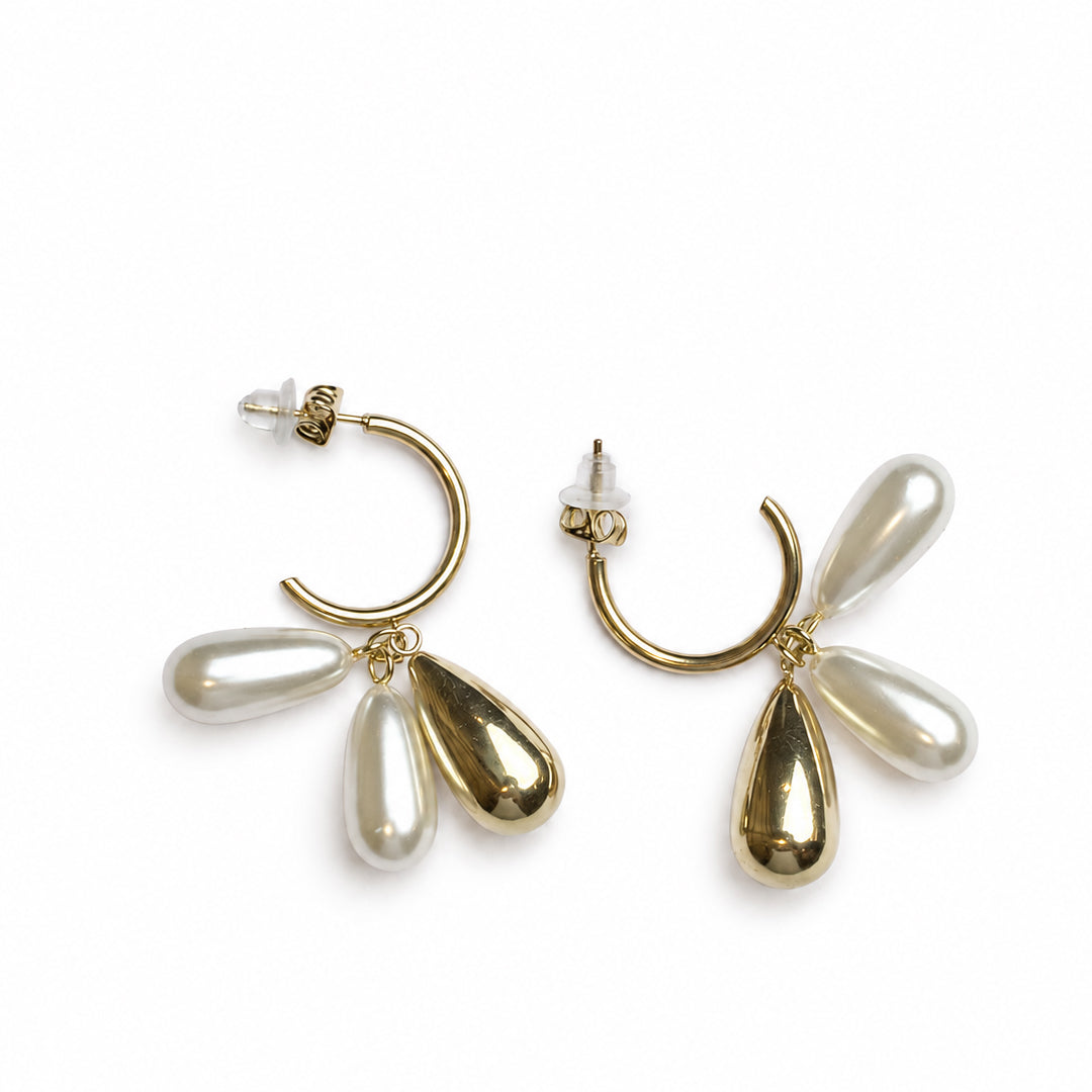 Pearl Trio Hoop Earrings