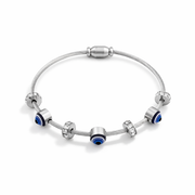 Evil Eye silver Charm Cable Bracelet