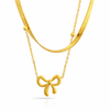 Golden Bow Layered pendant with Chain with pendant