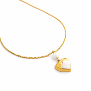 black & white Enamel firing Heart Chain with pendant