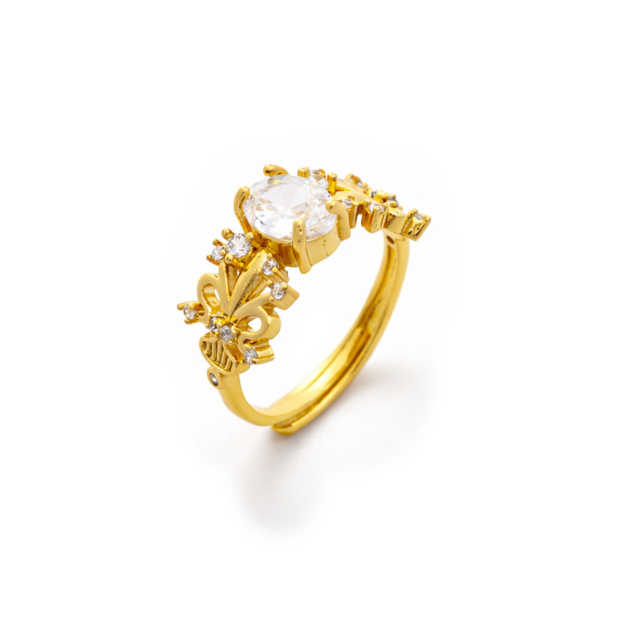 Flora Bloom Crystal Adjustable Ring