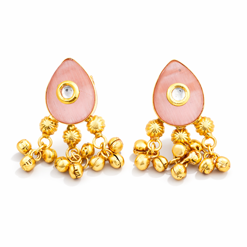 blush Petal ghungroo drop earrings