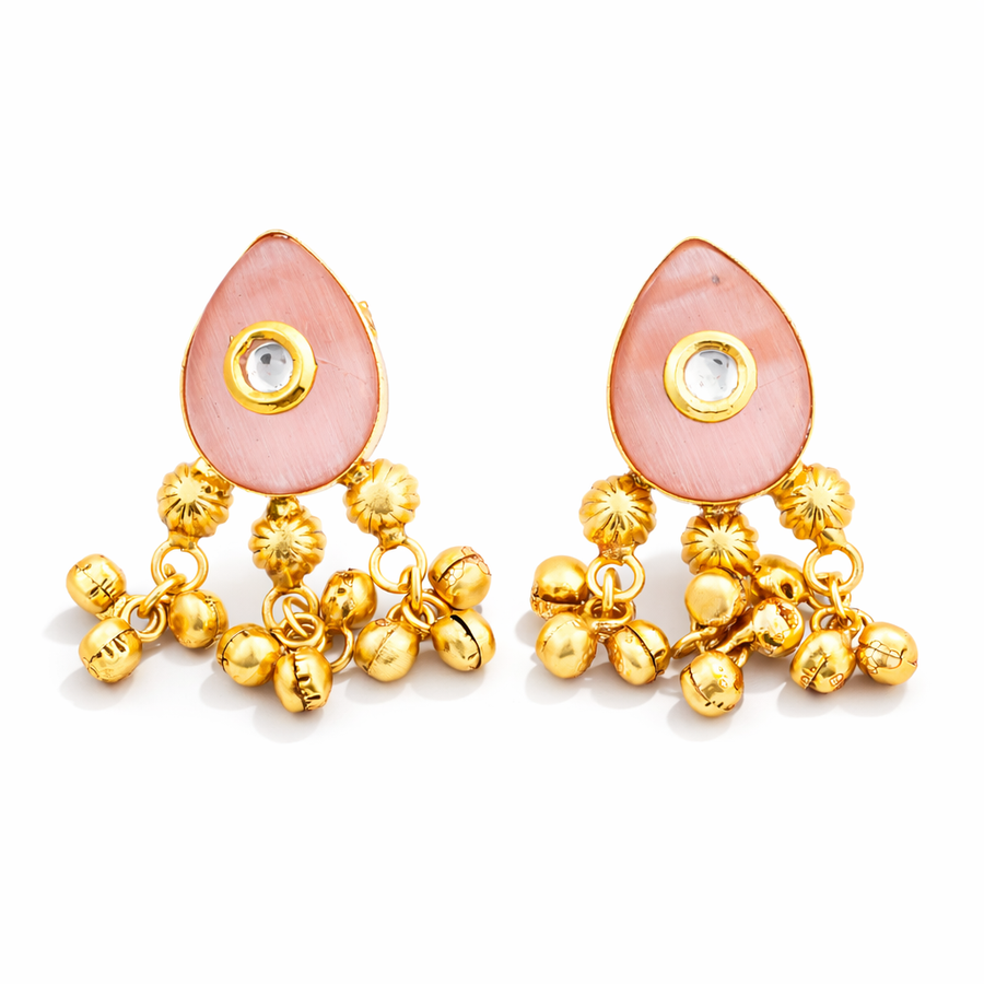 blush Petal ghungroo drop earrings