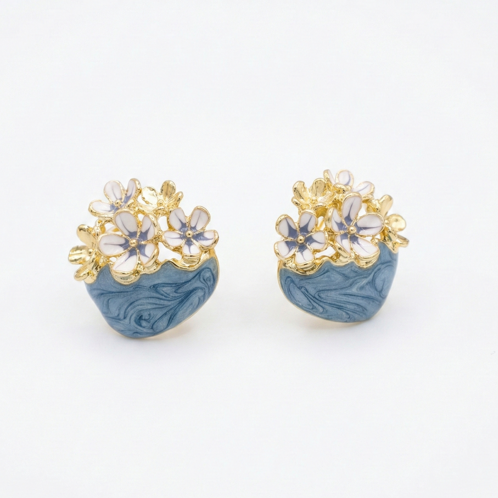 enamel floral earring