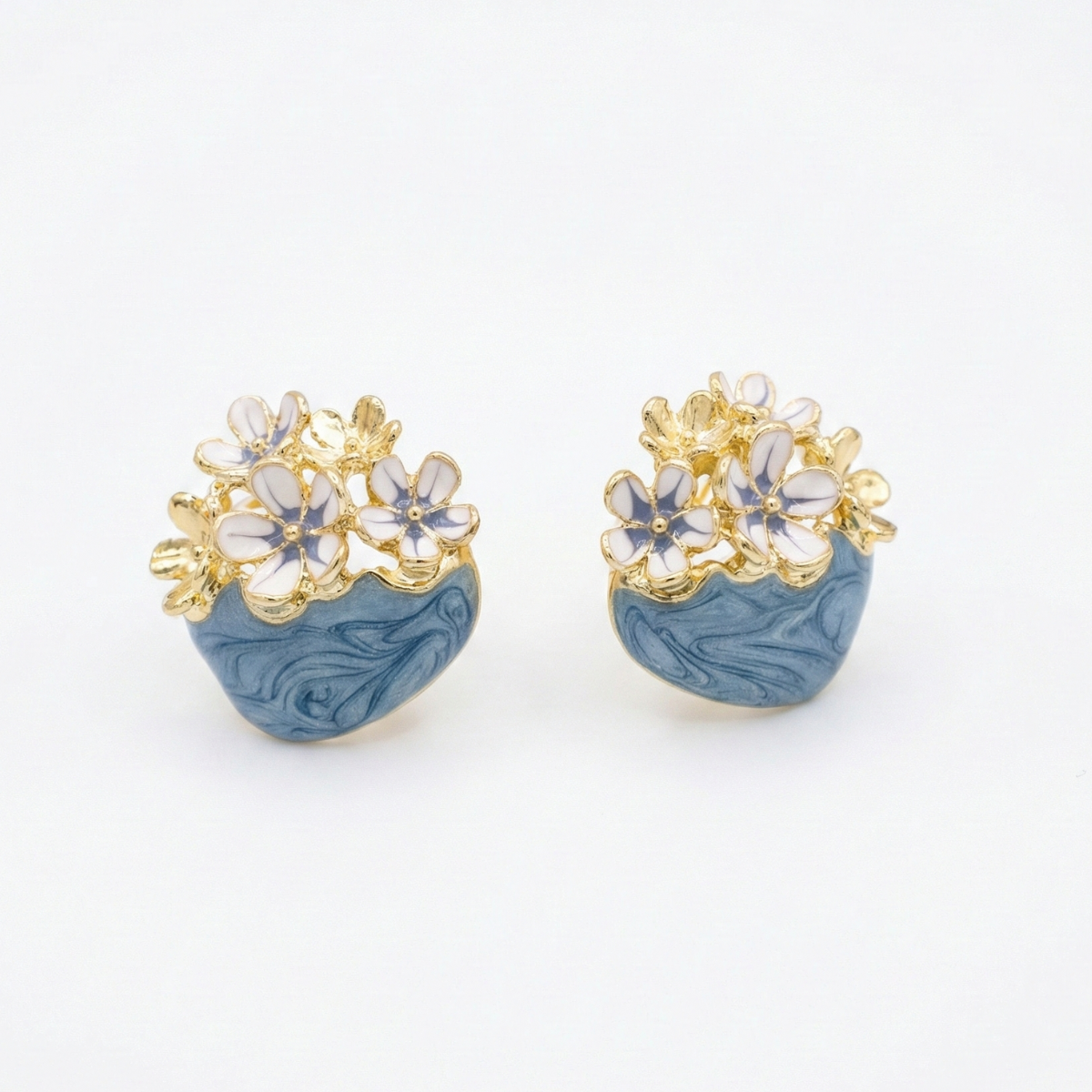 enamel floral earring