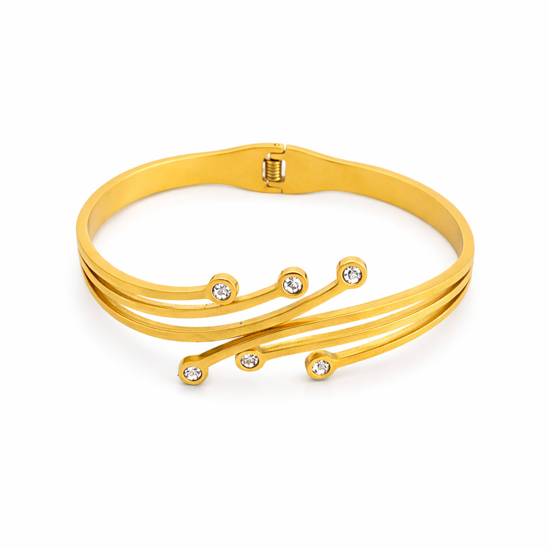 Golden Spark triple liner crystal Bangle