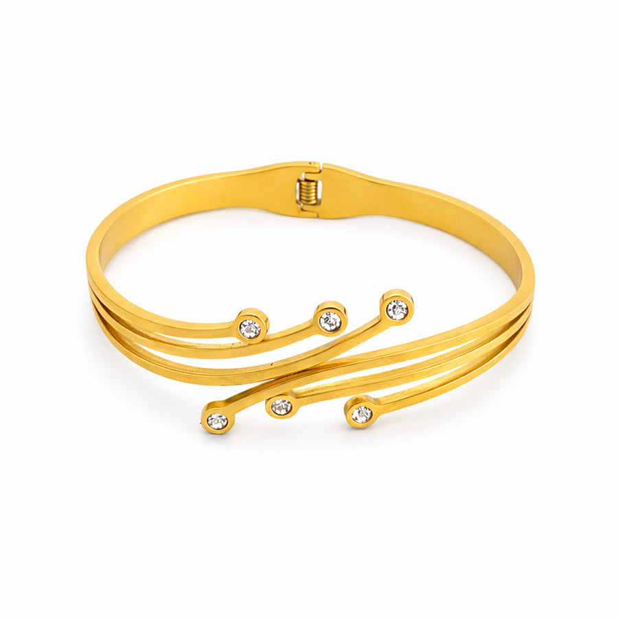 Golden Spark triple liner crystal Bangle