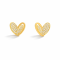 Golden Spark Heart Stud Earrings