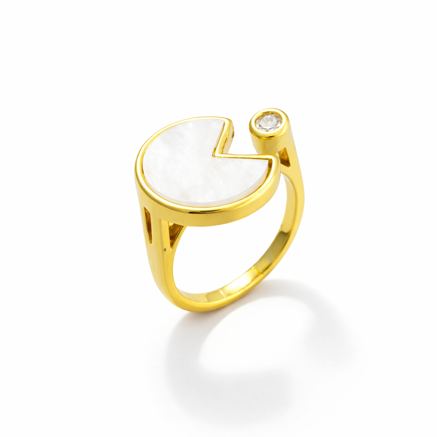 adjustable gold-plated Pac-Man ring