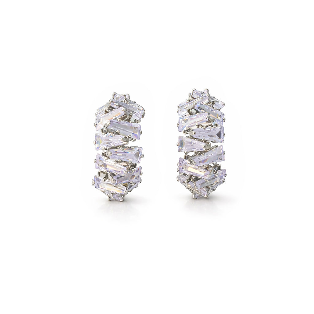 Aurora Baguette Curve Hoops Earrings