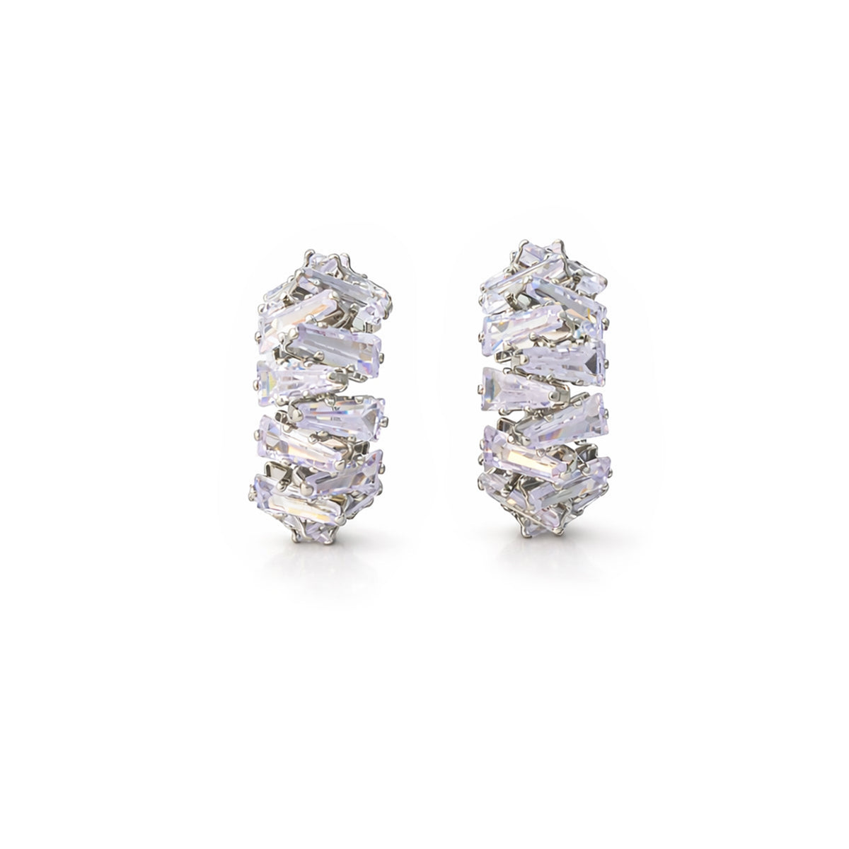Aurora Baguette Curve Hoops Earrings