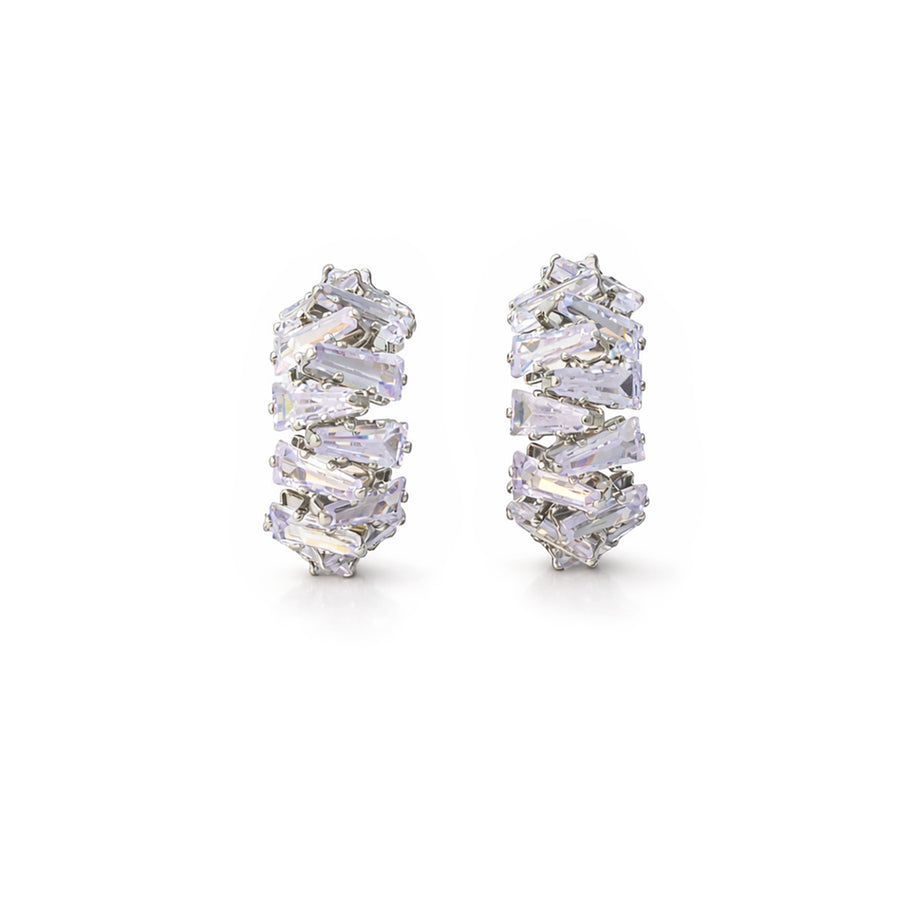 Aurora Baguette Curve Hoops Earrings