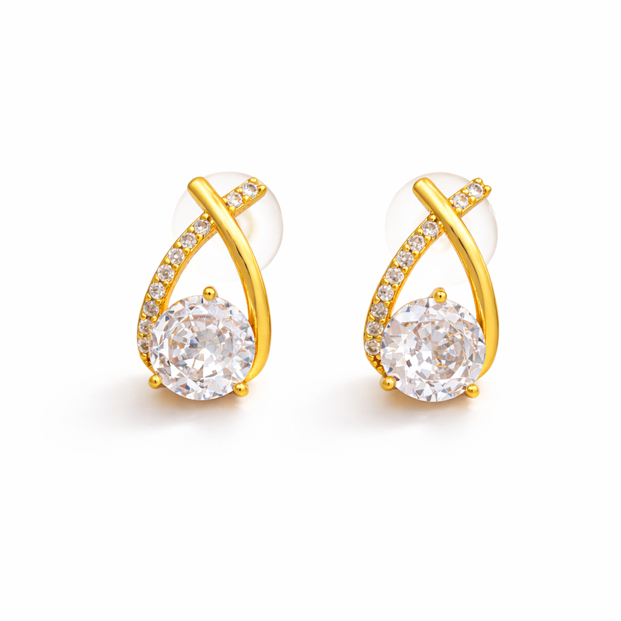 Glimmer Cross Bling Minimal Earrings