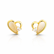 Golden Half Ivory Heart Studs