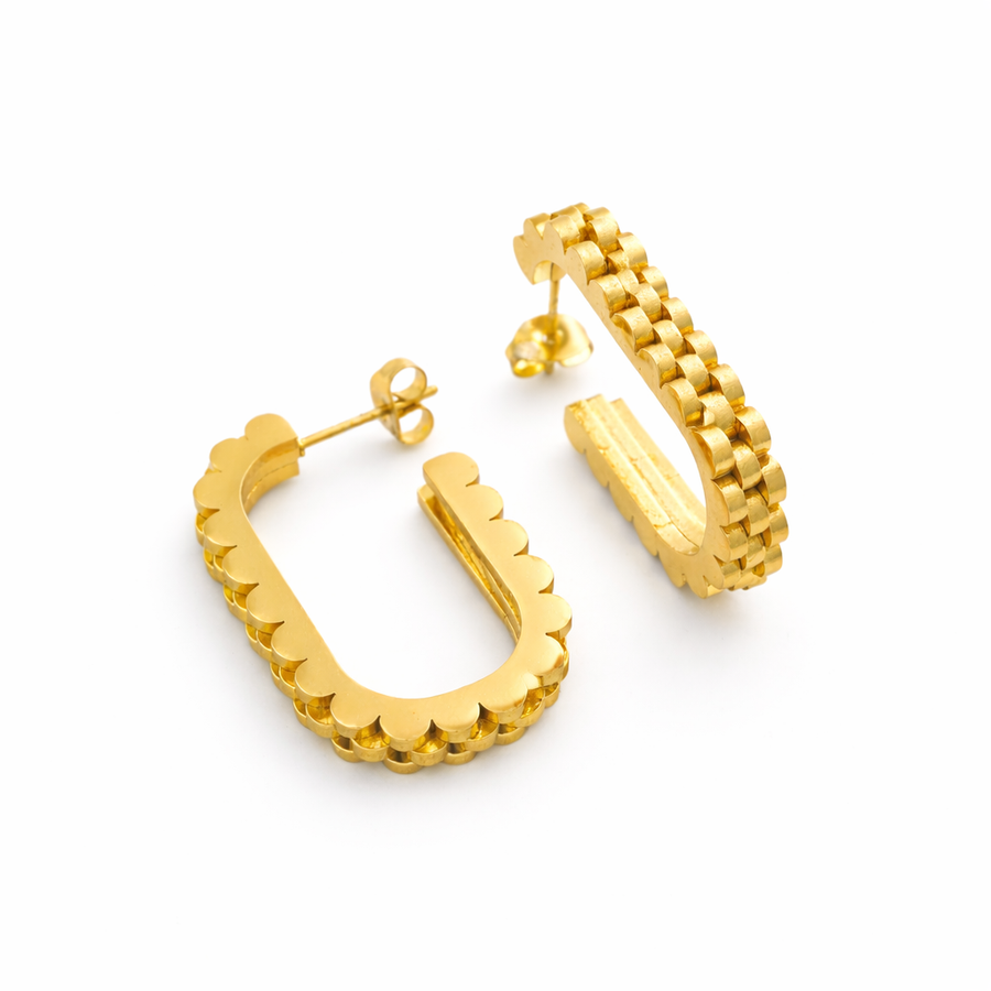 Textured Edge Classic Hoop Earrings