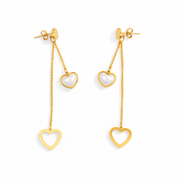 Twin Heart Drop Chain with pendant Earrings