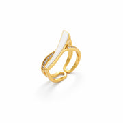 White Enamel Twist Gold Ring