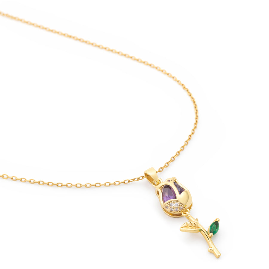 Royal Bloom Purple Rose Charm Chain with pendant