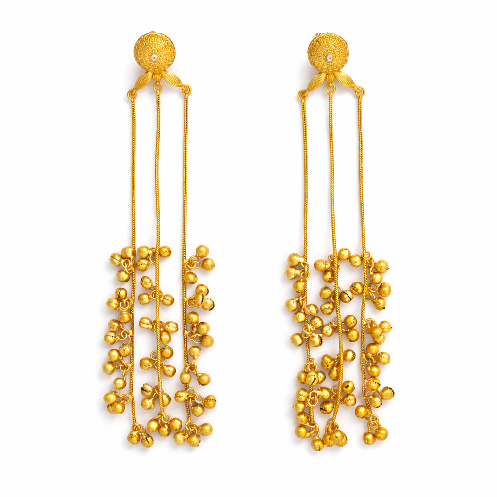 Noor-e-Kashmir Antique Long Ghungroo Earrings