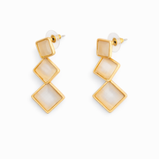 Ivory Glow Geometric Drop Earrings