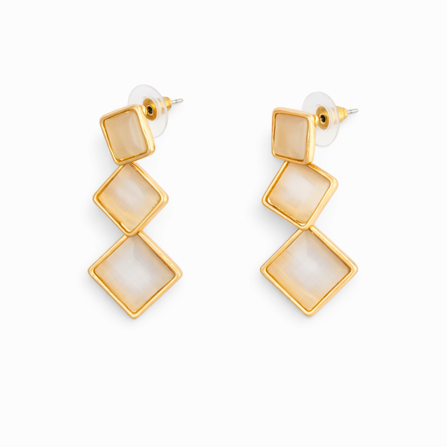 Ivory Glow Geometric Drop Earrings