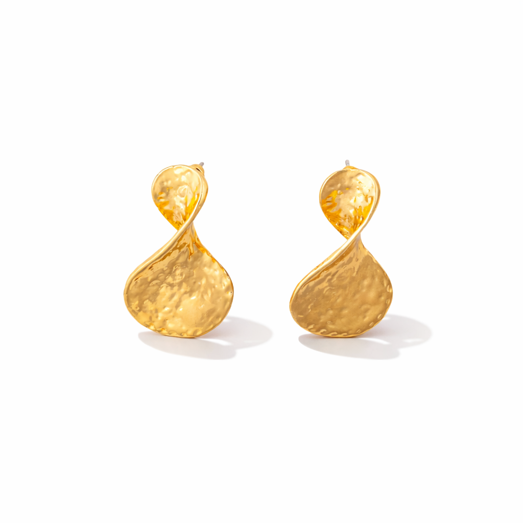 Aurora twisted Hammered Drop Earrings
