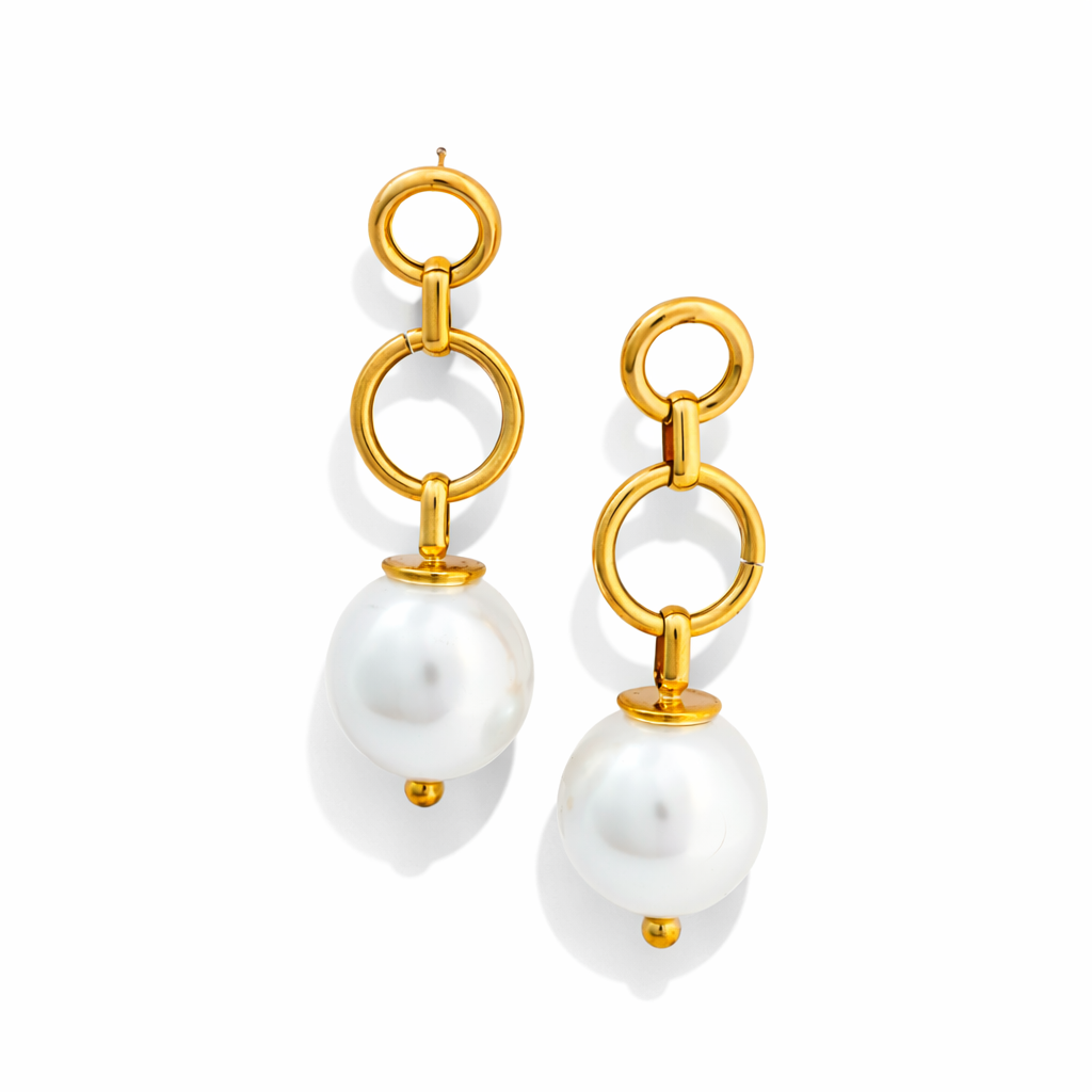 Golden Orbit Pearl Earrings