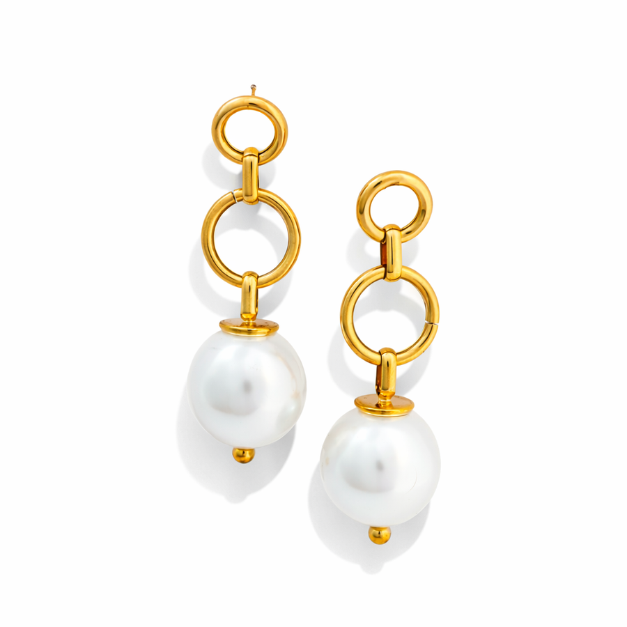 Golden Orbit Pearl Earrings