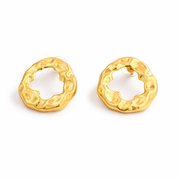 Sculpted Gold Texture Hoop Earrings