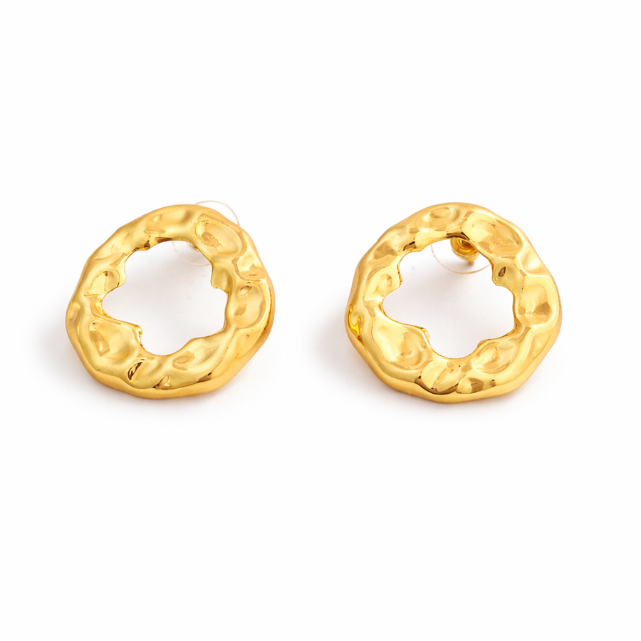 Sculpted Gold Texture Hoop Earrings