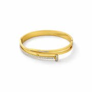 IRA Sleek Sparkle Bangle for Women | 18K Gold Plated Stainless Steel Waterproof Anti-Tarnish | Hypoallergenic Minimal Everyday Wear Jewellery
