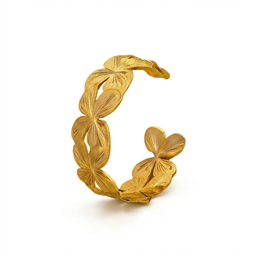 Hammered Petal Wide Cuff Bracelet