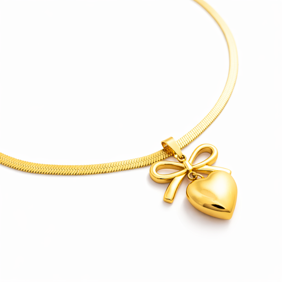 Ribbon Heart Charm Pendant