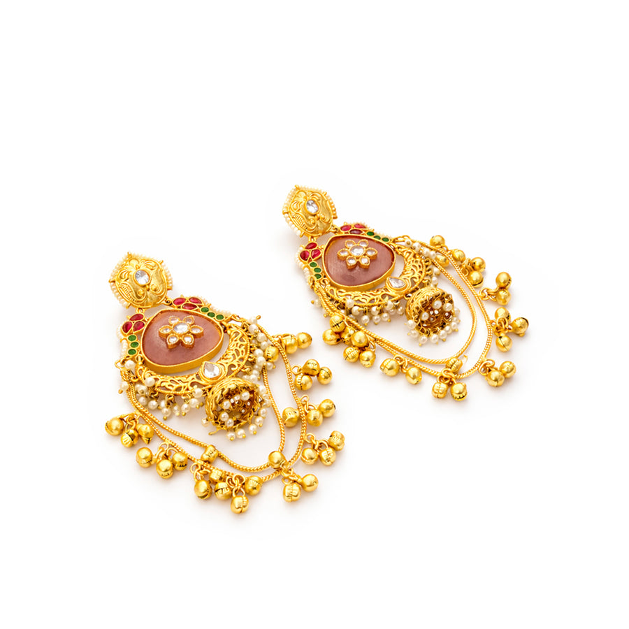 Kashmiri Gold Jhumka Earrings