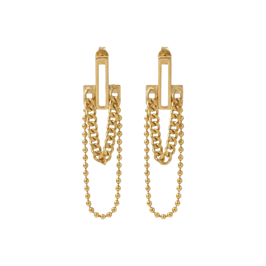 Urban Chain with pendant Bar Drop Earrings