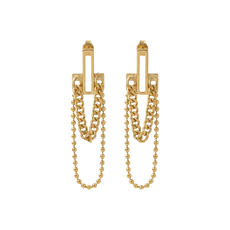 Urban Chain with pendant Bar Drop Earrings