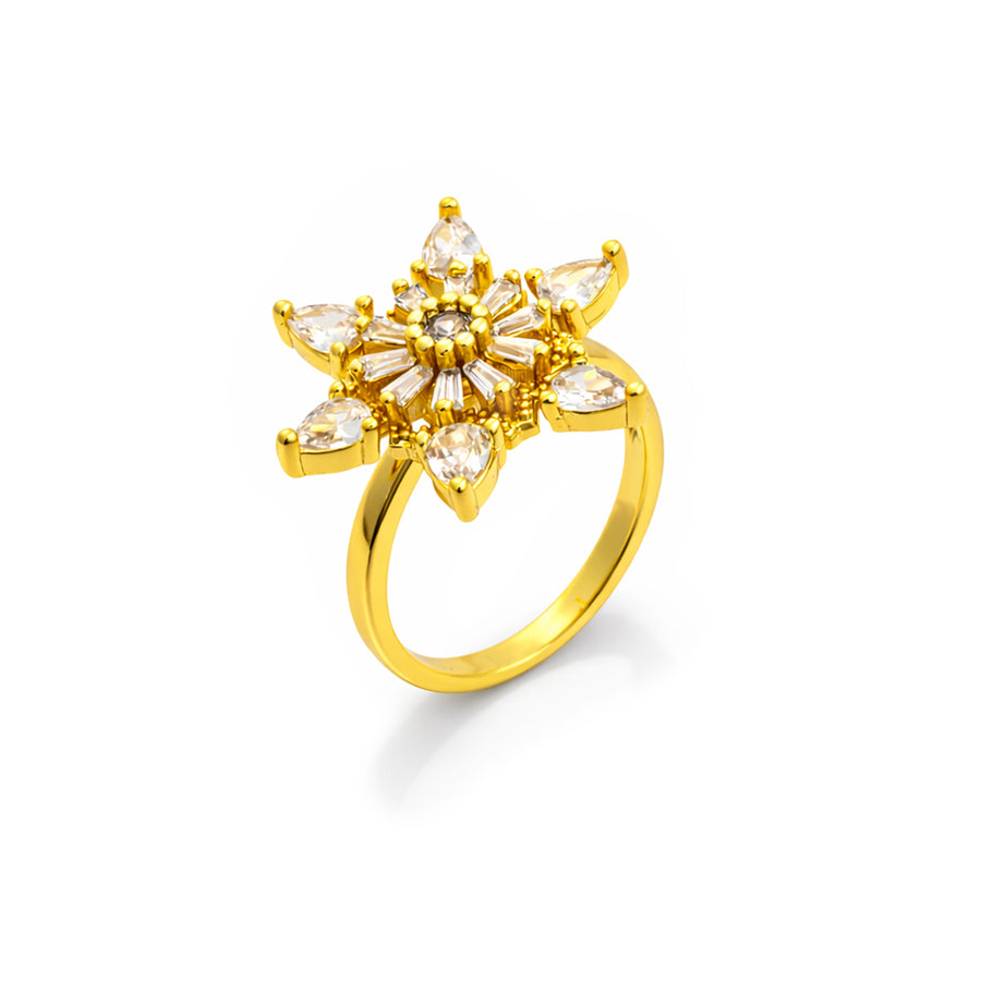 Celestial Bloom Crystal Flower Ring