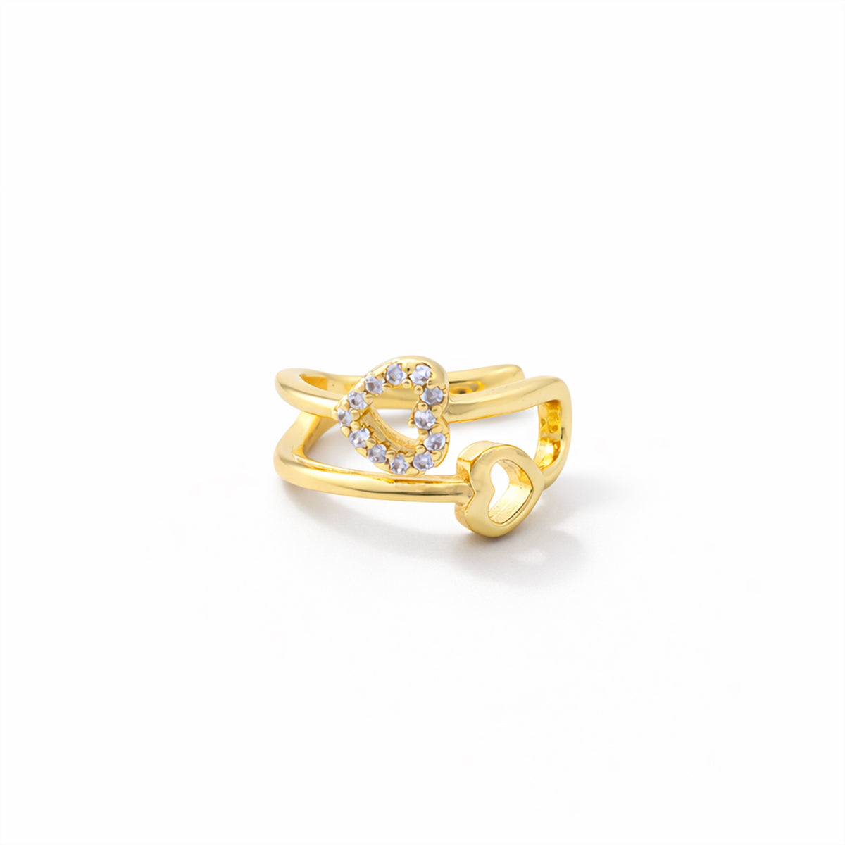 Golden Twin Heart Ear cuff