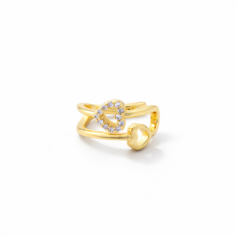 Golden Twin Heart Ear cuff