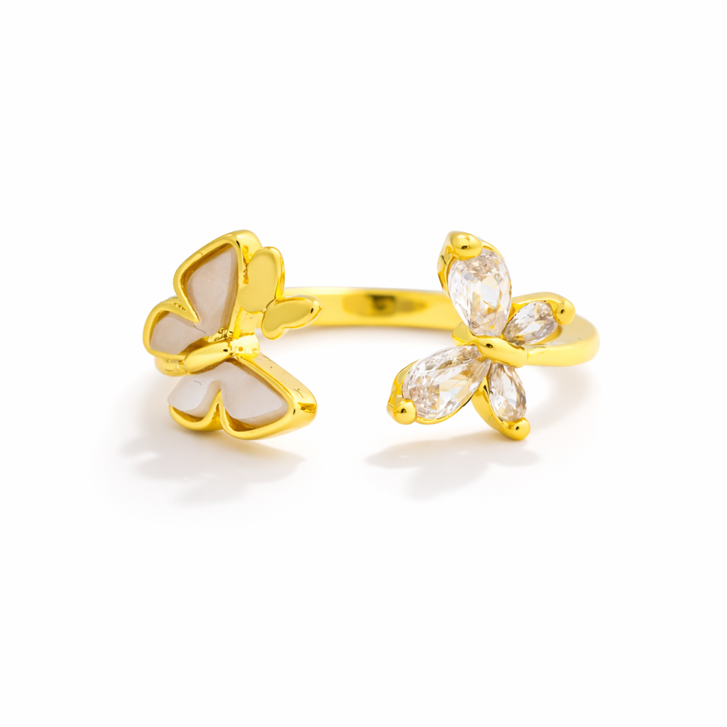 Floral Bloom Gold Cuff Ring
