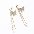 Minimal Pearl Bar Drop Earrings