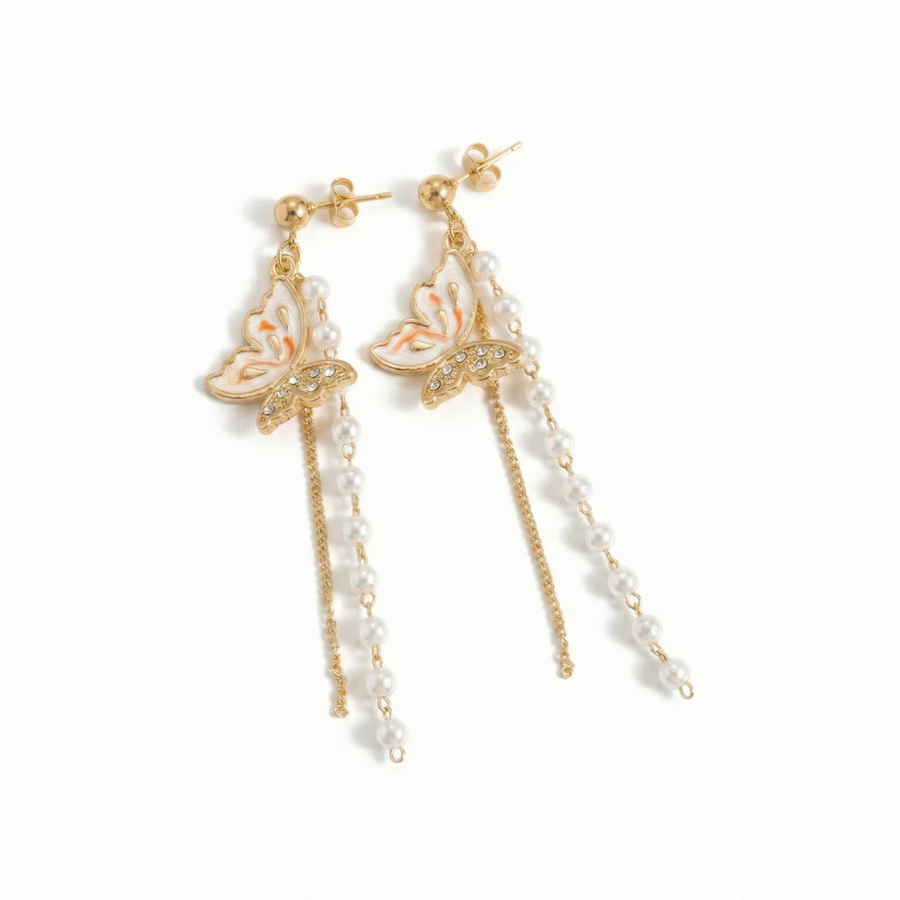 Butterfly Pearl Cascade Earrings