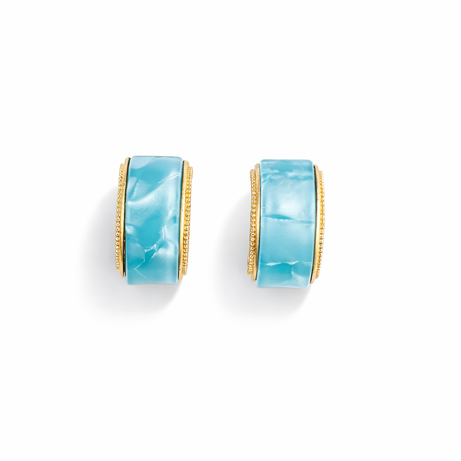 Aqua Curve Enamel Stud Earrings