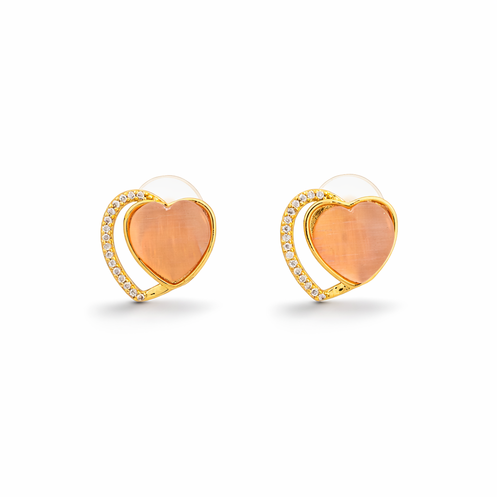 Soft Rose Heart Spark Earrings