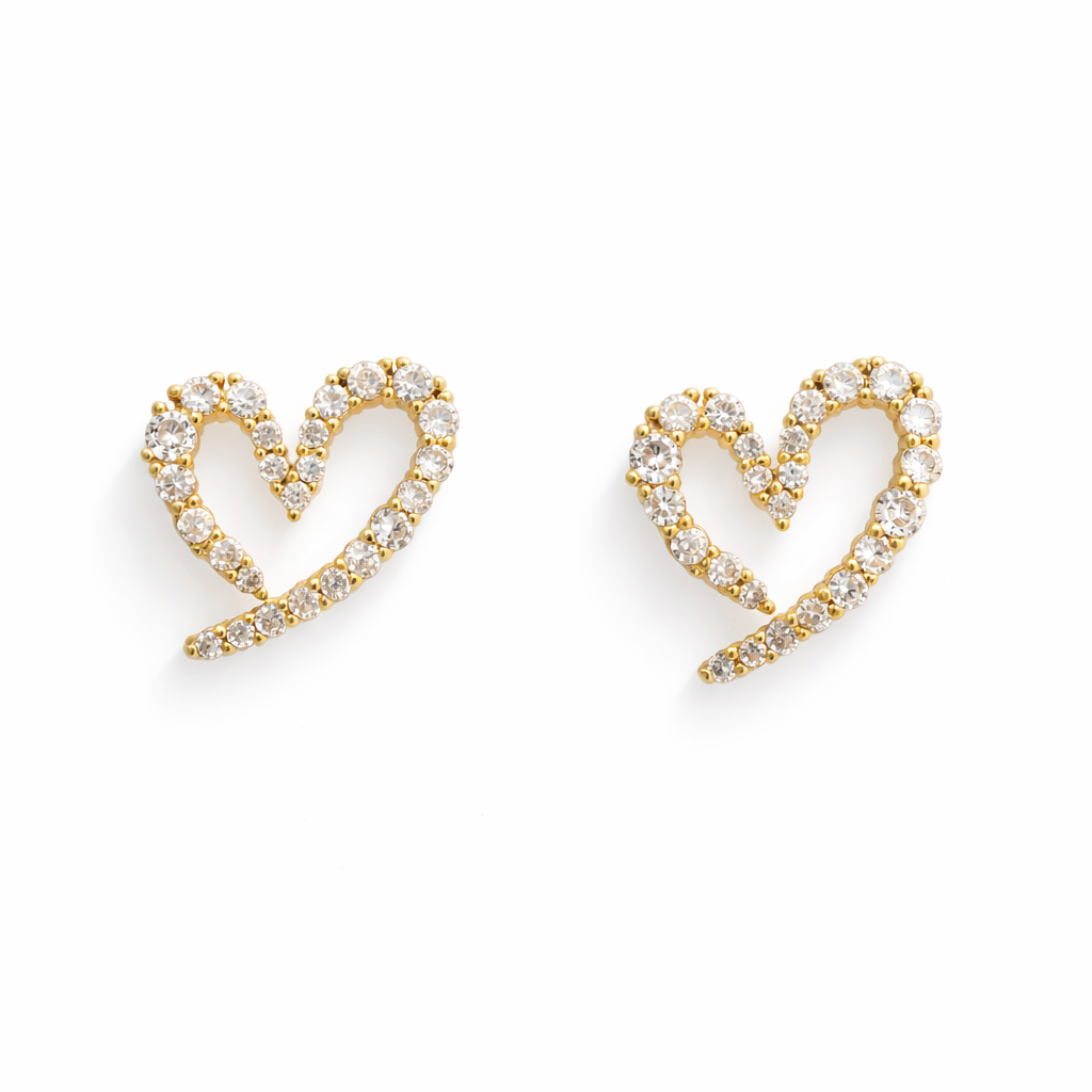 Crystal Open Heart Stud Earrings