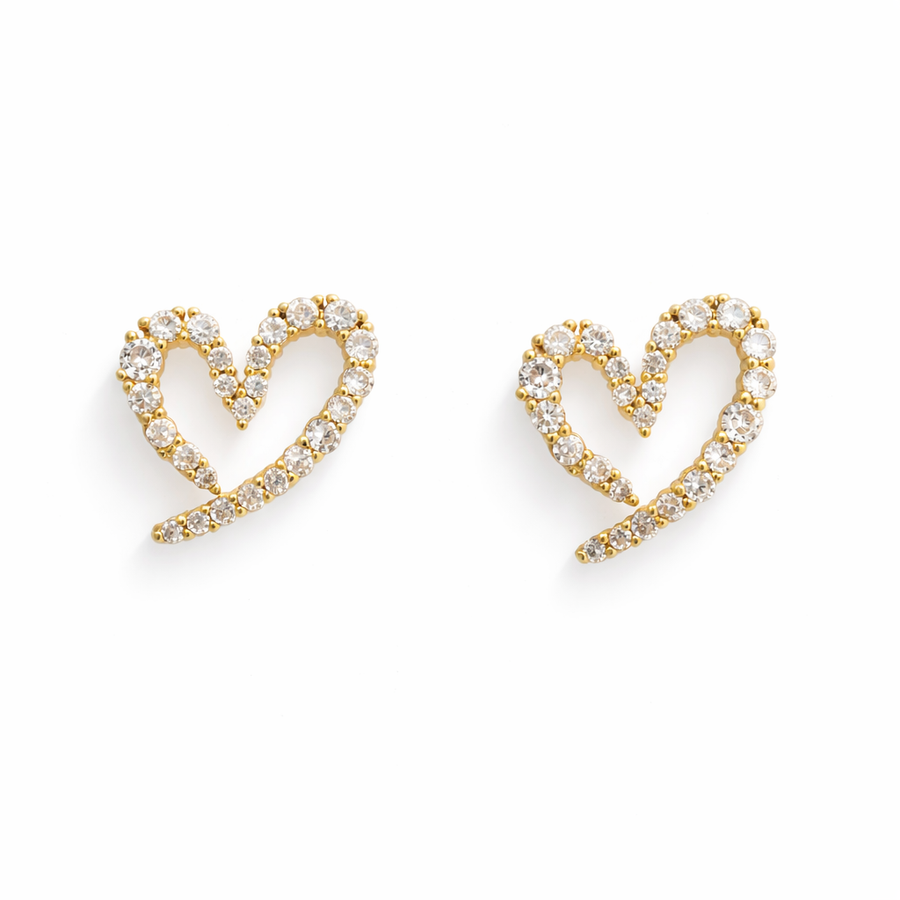 Crystal Open Heart Stud Earrings