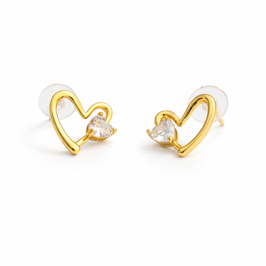 Crystal Embrace Open Heart Stud Earrings