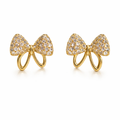 Crystal Bow Charm Stud Earrings