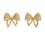 Crystal Bow Charm Stud Earrings